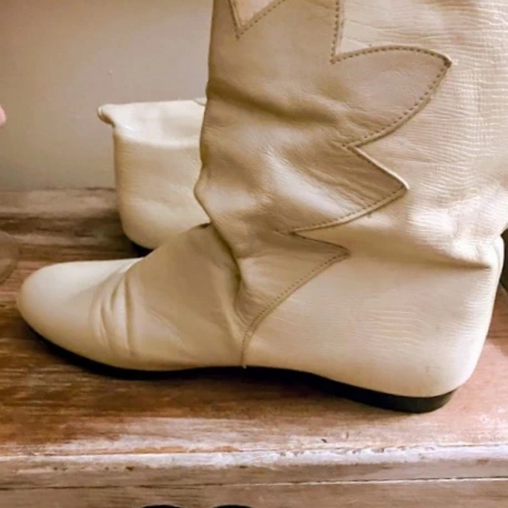 next Cream Western-Style Lace-Up Mid-Calf Boots